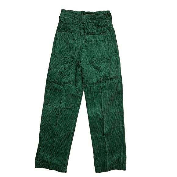 Blank NYC Pants WMNS 25 Green Corduroy Straight High Waisted Belt Preppy Festive - Picture 7 of 11
